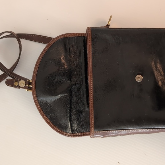 Brahmin Leather Black Brown Crossbody Shoulder Leather Purse Bag Vintage - Picture 10 of 14